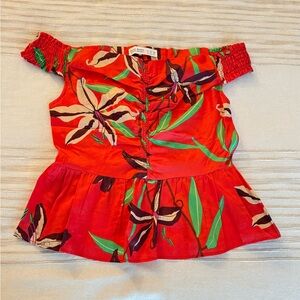 Zara Red and Green Floral Kids Blouse
